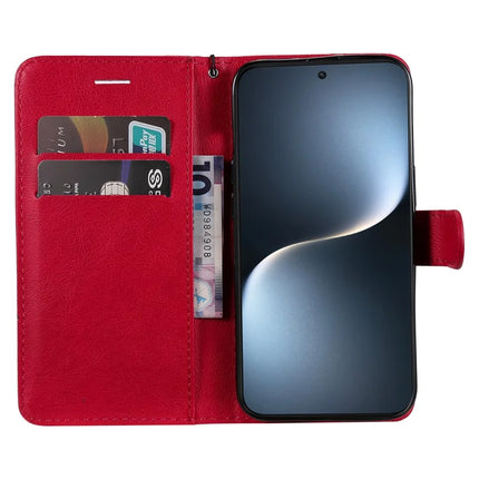 For Honor Magic7 5G Case Solid Color Leather Mobile Cover Wallet Stand with Strap