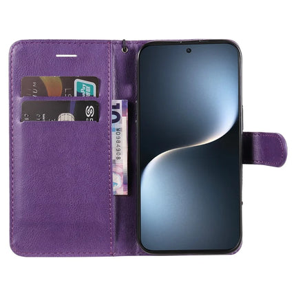 For Honor Magic7 5G Case Solid Color Leather Mobile Cover Wallet Stand with Strap