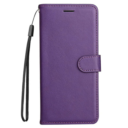 For Honor Magic7 5G Case Solid Color Leather Mobile Cover Wallet Stand with Strap