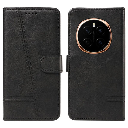 For Honor Magic7 5G Wallet Phone Case T-Shape Lines Leather Cover - Black