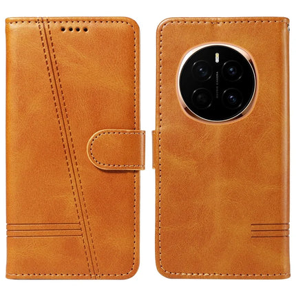 For Honor Magic7 5G Wallet Phone Case T-Shape Lines Leather Cover - Yellow