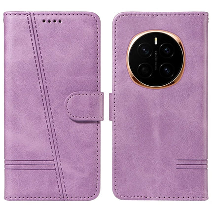 For Honor Magic7 5G Wallet Phone Case T-Shape Lines Leather Cover - Light Purple