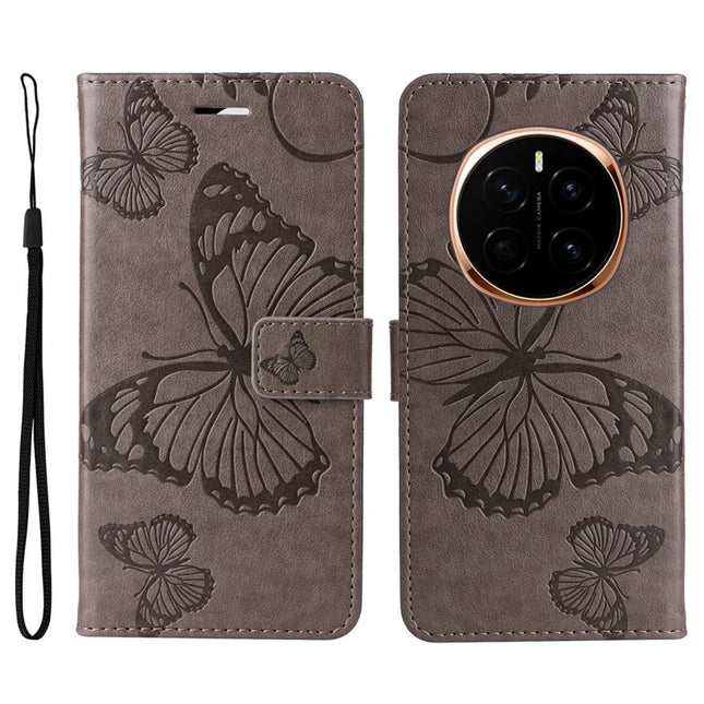 For Honor Magic7 5G Case Butterfly Leather Phone Cover - Grey