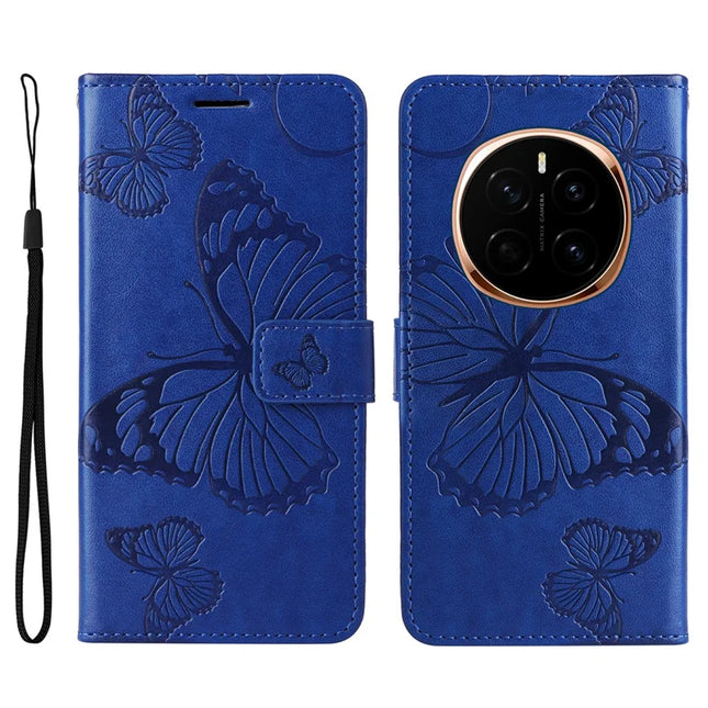 For Honor Magic7 5G Case Butterfly Leather Phone Cover - Blue