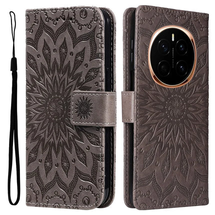For Honor Magic7 5G Case Sunflower Leather Wallet Phone Cover - Grey