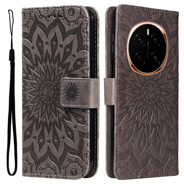 For Honor Magic7 5G Case Sunflower Leather Wallet Phone Cover - Grey