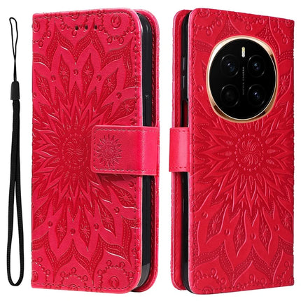 For Honor Magic7 5G Case Sunflower Leather Wallet Phone Cover - Red