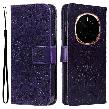 For Honor Magic7 5G Case Sunflower Leather Wallet Phone Cover - Purple