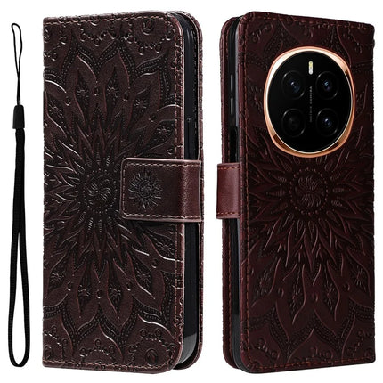 For Honor Magic7 5G Case Sunflower Leather Wallet Phone Cover - Brown