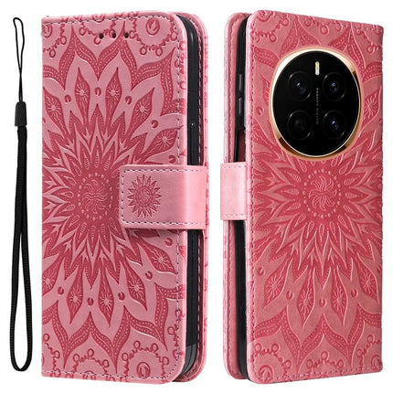 For Honor Magic7 5G Case Sunflower Leather Wallet Phone Cover - Pink