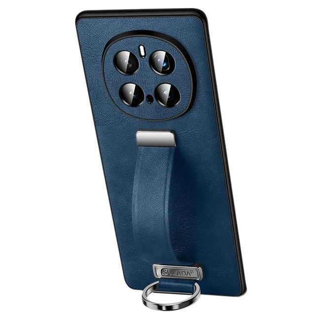 SULADA Fashion Series for Honor Magic7 Pro 5G Case Wristband Kickstand Leather Back Phone Cover - Blue