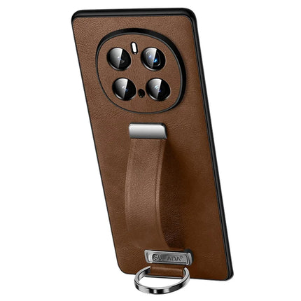 SULADA Fashion Series for Honor Magic7 Pro 5G Case Wristband Kickstand Leather Back Phone Cover - Brown