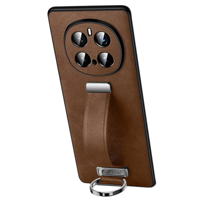 SULADA Fashion Series for Honor Magic7 Pro 5G Case Wristband Kickstand Leather Back Phone Cover - Brown