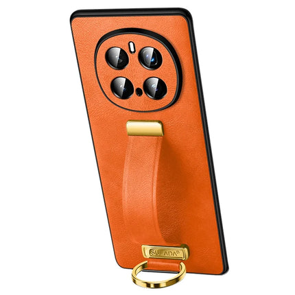 SULADA Fashion Series for Honor Magic7 Pro 5G Case Wristband Kickstand Leather Back Phone Cover - Orange