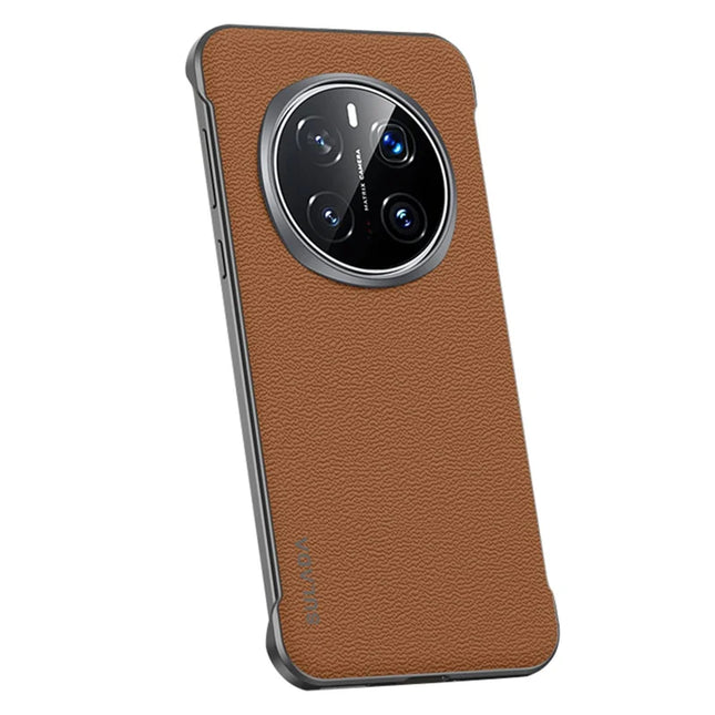 SULADA For Honor Magic7 Pro 5G Case Genuine Cow Leather Frameless Phone Back Cover - Brown