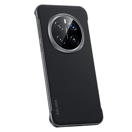 SULADA For Honor Magic7 Pro 5G Case Genuine Cow Leather Frameless Phone Back Cover - Black