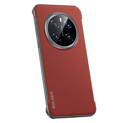 SULADA For Honor Magic7 5G Case Genuine Cow Leather Frameless Phone Back Cover - Red