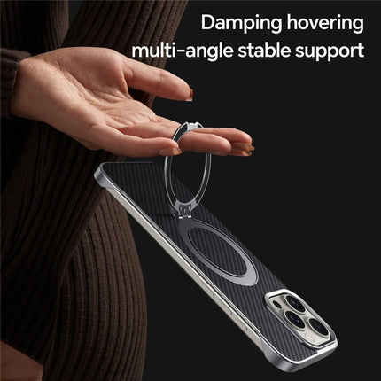 SULADA For iPhone 16 Pro Max Case Compatible with MagSafe Kickstand PU + PC Phone Cover Carbon Fiber Texture