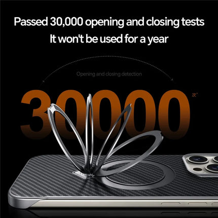 SULADA For iPhone 16 Pro Max Case Compatible with MagSafe Kickstand PU + PC Phone Cover Carbon Fiber Texture