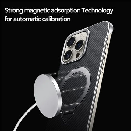SULADA For iPhone 16 Pro Max Case Compatible with MagSafe Kickstand PU + PC Phone Cover Carbon Fiber Texture