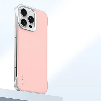 SULADA For iPhone 16 Pro Max Case Frameless PU + PC Back Phone Cover - Pink