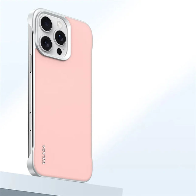 SULADA For iPhone 16 Pro Max Case Frameless PU + PC Back Phone Cover - Pink