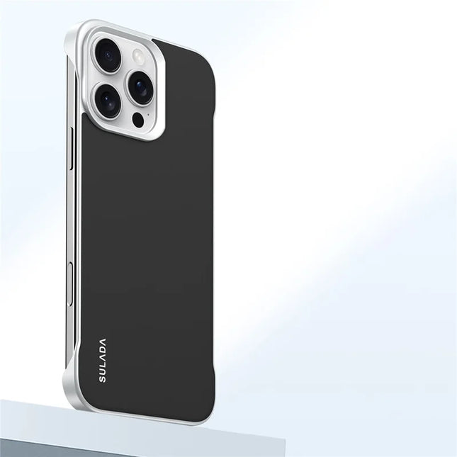 SULADA For iPhone 16 Pro Max Case Frameless PU + PC Back Phone Cover - Black