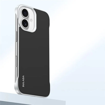 SULADA For iPhone 16 Plus Case Frameless PU + PC Back Phone Cover - Black