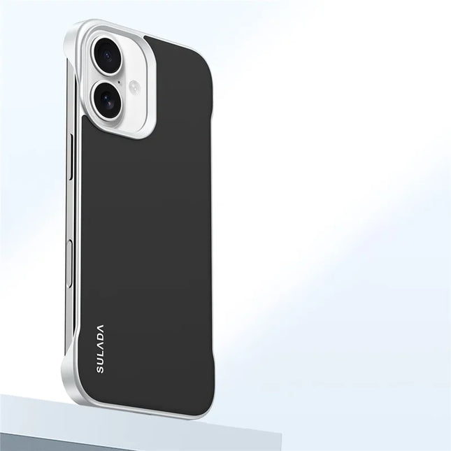 SULADA For iPhone 16 Plus Case Frameless PU + PC Back Phone Cover - Black