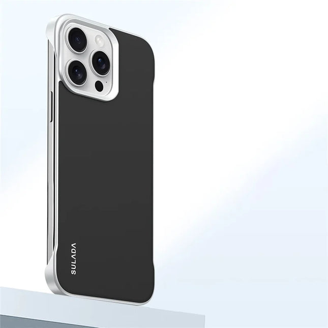SULADA For iPhone 15 Pro Max Case Frameless PU + PC Back Phone Cover - Black