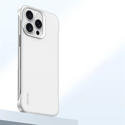 SULADA For iPhone 15 Pro Max Case Frameless PU + PC Back Phone Cover - White