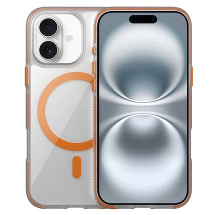 For iPhone 16 Case Compatible with MagSafe PC + TPU + PE Shockproof Mobile Cover - Orange