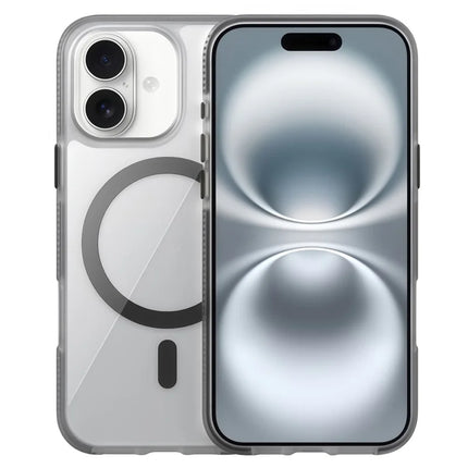 For iPhone 16 Case Compatible with MagSafe PC + TPU + PE Shockproof Mobile Cover - Black