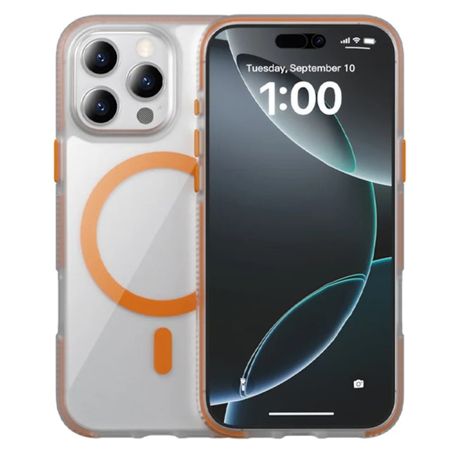 For iPhone 16 Pro Max Case Compatible with MagSafe PC + TPU + PE Shockproof Mobile Cover - Orange