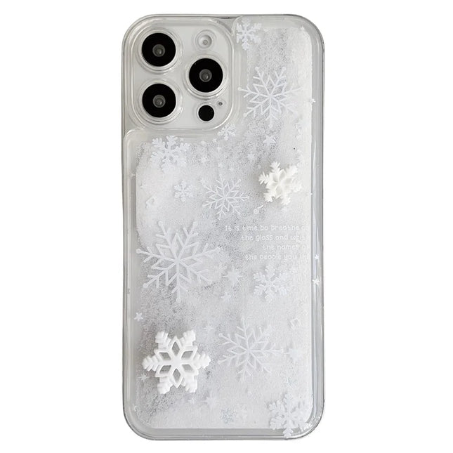 For iPhone 16 Pro Max Case Snowflake Style Liquid Quicksand TPU Protective Cover - Precise Lens Hole