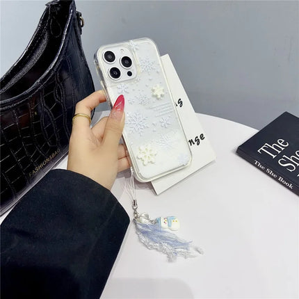 For iPhone 16 Pro Max Case Snowflake Style Liquid Quicksand TPU Protective Cover