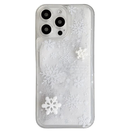 For iPhone 13 Pro Max Case Snowflake Style Liquid Quicksand TPU Protective Cover - Precise Lens Hole