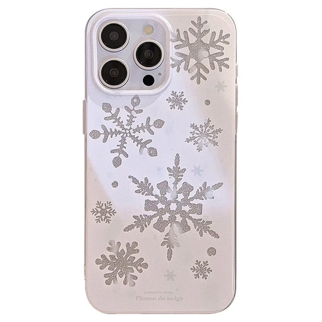 For iPhone 16 Pro Max Case Glitter Snowflake Pattern TPU Phone Cover