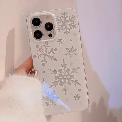 For iPhone 16 Pro Max Case Glitter Snowflake Pattern TPU Phone Cover