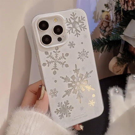For iPhone 16 Pro Max Case Glitter Snowflake Pattern TPU Phone Cover