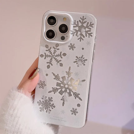 For iPhone 16 Pro Case Glitter Snowflake Pattern TPU Phone Cover