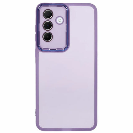 For Samsung Galaxy A36 5G Case Electroplated Camera Frame TPU Phone Cover - Transparent Purple