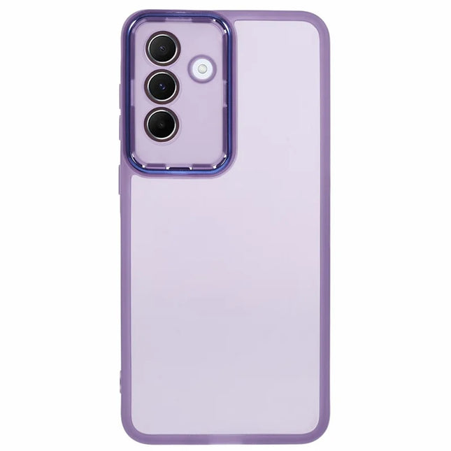 For Samsung Galaxy A36 5G Case Electroplated Camera Frame TPU Phone Cover - Transparent Purple