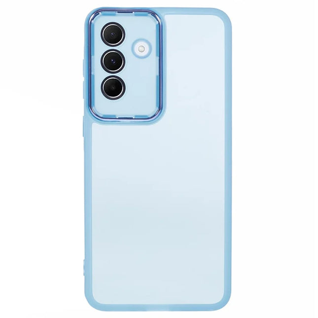 For Samsung Galaxy A36 5G Case Electroplated Camera Frame TPU Phone Cover - Transparent Blue