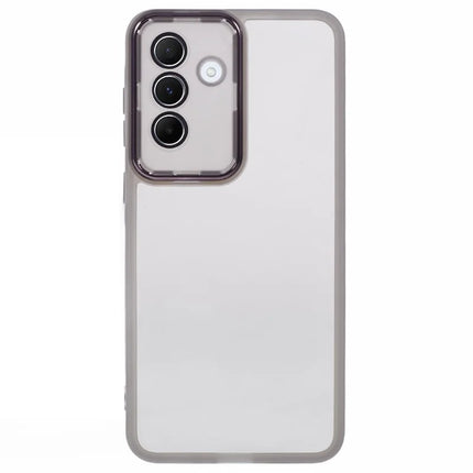 For Samsung Galaxy A36 5G Case Electroplated Camera Frame TPU Phone Cover - Transparent Black