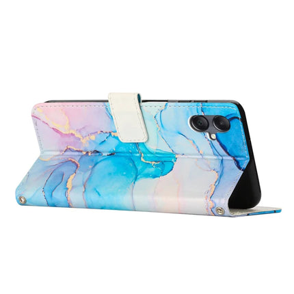 For Samsung Galaxy A06 Stand Case Marble Pattern PU Leather Wallet Phone Cover with Wrist Strap