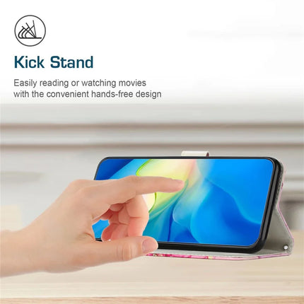 For Samsung Galaxy A06 Stand Case Marble Pattern PU Leather Wallet Phone Cover with Wrist Strap