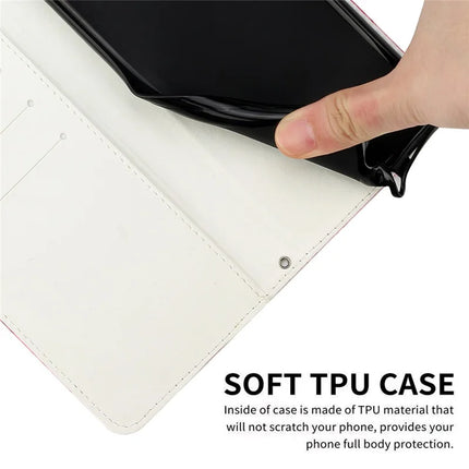 For Samsung Galaxy A06 Stand Case Marble Pattern PU Leather Wallet Phone Cover with Wrist Strap