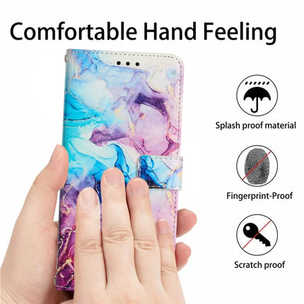 For Samsung Galaxy A06 Stand Case Marble Pattern PU Leather Wallet Phone Cover with Wrist Strap
