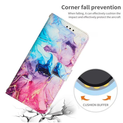 For Samsung Galaxy A06 Stand Case Marble Pattern PU Leather Wallet Phone Cover with Wrist Strap